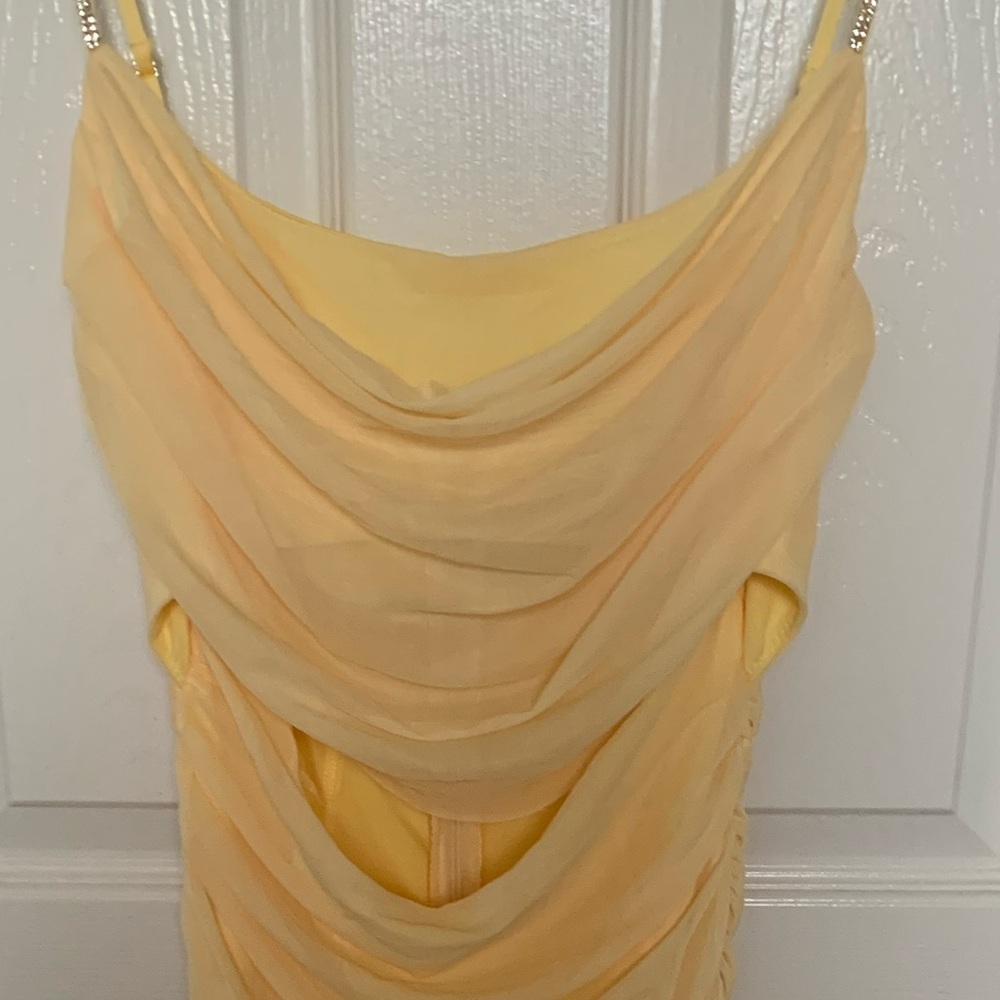 Oh Polly Corsica Embellished Bodycon Cut Out Summer Yellow 💛 - Picture 8 of 15